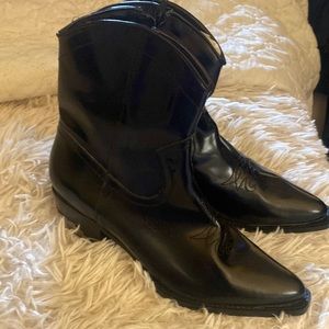 Zara cowboy boot with metal detail on heel NWOT